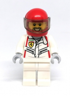 LH3381 LEGO HRANÁ MINIFIGURKA ZÁVODNÍK ŘIDIČ STÁJE FERRARI