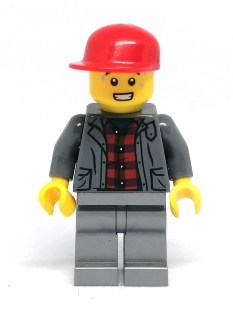 LH3420 LEGO HRANÁ MINIFIGURKA MUŽ V ŠEDÉM S KOSTKOVANOU KOŠILÍ