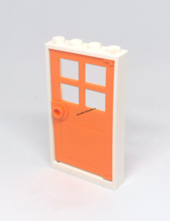 LH2546 LEGO HRANÝ DÍL ORANŽOVÉ DVEŘE V BÍLÉM RÁMU