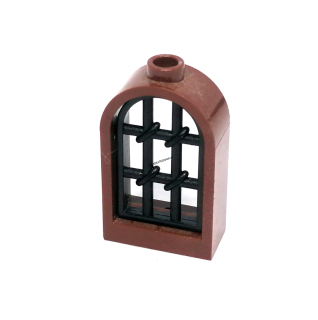 LH2580 LEGO HRANÉ OKNO OBLOUK HNĚDÝ RÁM ČERNÁ MŘÍŽ