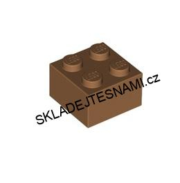 LH2623 LEGO NOVÉ KOSTKA STŘEDNĚ HNĚDÁ 2X2 NOPKY Dark Flesh