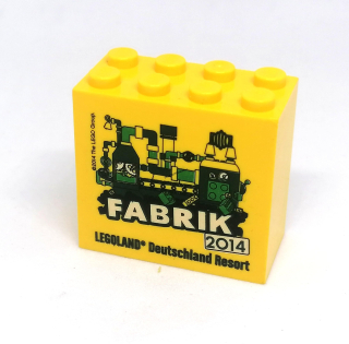 LH2638 LEGO HRANÁ KOSTKA 2X4 ŽLUTÁ POTISK FABRIK 2014