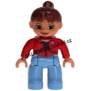H563 DUPLO HRANÁ FIGURKA ŽENA MAMINKA ČERVENÁ MIKINA