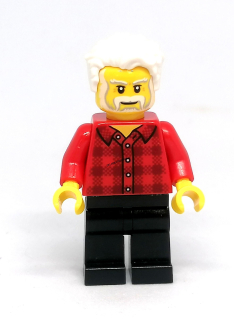 LN1670 LEGO NOVÁ MINIFIGURKA MUŽ V ČERVENÉ FLANELOVÉ KOŠILI BÍLÉ VLASY V PREZIDENTSKÉM STYLU