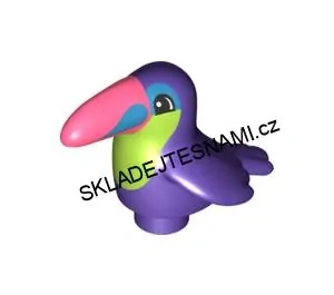 N1150 DUPLO NOVÝ FIALOVÝ TUKAN S RŮŽOVÝM ZOBÁKEM