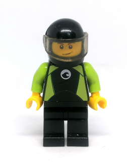 LH4404 LEGO HRANÁ MINIFIGURKA MOTORKÁŘ ZELENÁ KOMBINÉZA
