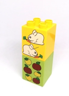 H107 DUPLO HRANÉ KOSTKY POTISK KRÁLÍK A ZELENINA