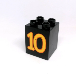 H111 DUPLO HRANÉ KOSTKA ČERNÁ POTISK ČÍSLO 10