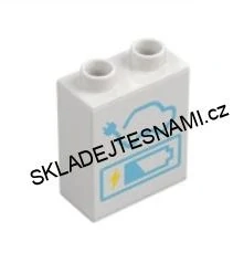 N1193 DUPLO NOVÝ DÍL KOSTKA S POTISKEM DOBÍJENÍ ELEKTROMOBILŮ