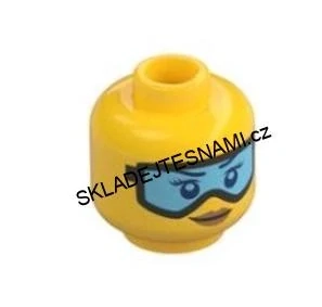 X343 LEGO NOVÁ HLAVA ŽLUTÁ MODRÉ LYŽAŘSKÉ BRÝLE