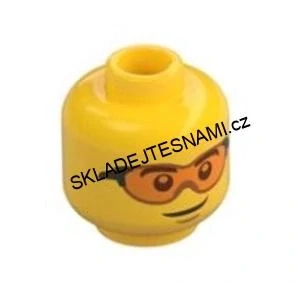 X345 LEGO NOVÁ HLAVA ŽLUTÁ MUŽSKÁ ORANŽOVÉ BRÝLE 