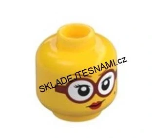 X346 LEGO NOVÁ HLAVA ŽLUTÁ ŽENSKÁ VELKÉ KULATÉ BRÝLE