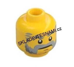 X348 LEGO NOVÁ HLAVA ŽLUTÁ MUŽSKÁ ŠEDÉ VOUSY