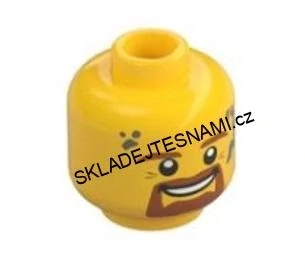 X349 LEGO NOVÁ HLAVA ŽLUTÁ MUŽSKÁ HNĚDÁ BRADKA FLEKY PO OBLIČEJI