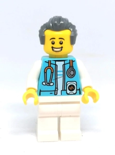 LN2421 LEGO NOVÁ MINIFIGURKA LÉKAŘ ŠEDÉ VLASY