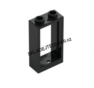LH2720 LEGO HRANÉ OKNO VYSOKÉ 1X2X3 NOPKY ČIRÉ SKLO RÁM ČERNÝ
