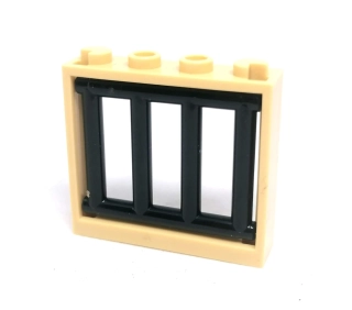 LH2741 LEGO HRANÉ OKNO BÉŽOVÝ RÁM ČERNÁ MŘÍŽ