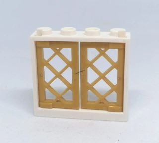 LH2743 LEGO HRANÉ OKNO BÍLÝ RÁM ZLATÁ MŘÍŽ