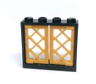 LH2744 LEGO HRANÉ OKNO ČERNÝ RÁM ZLATÁ MŘÍŽ