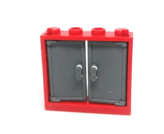LH2748 LEGO HRANÉ OKNO ČERVENÝ RÁM PLNÁ ŠEDÁ VÝPLŇ