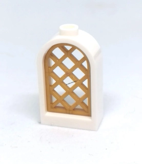 LH2752 LEGO HRANÉ OKNO BÍLÝ RÁM OBLOUK ZLATÁ MŘÍŽ