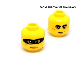 X389 LEGO NOVÁ HLAVA ŽLUTÁ 1 KS ZLODĚJ S MASKOU/KRUHY KOLEM OČÍ