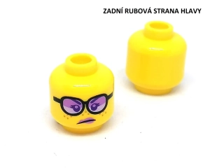 X390 LEGO NOVÁ HLAVA ŽLUTÁ 1 KS FIALOVÉ VELKÉ BRÝLE