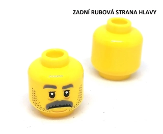 X393 LEGO NOVÁ HLAVA ŽLUTÁ 1 KS ZAMRAČENÝ MUŽ S ŠEDÝM KNÍREM