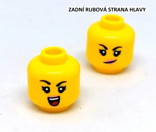 X401 LEGO NOVÁ HLAVA ŽLUTÁ 1 KS ŽENA S KŘIVÝM ÚSMĚVEM/OTEVŘENÁ ÚSTA