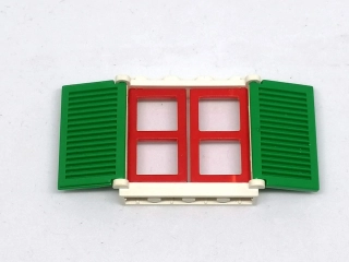LH2789 LEGO HRANÉ ČERVENÉ OKNO BÍLÝ RÁM ZELENÁ OKENICE