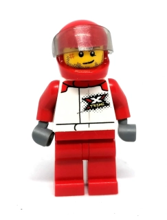 LH4539 LEGO HRANÁ MINIFIGURKA ZÁVODNÍK ČERVENÁ KOMBINÉZA