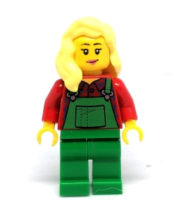 LH4563 LEGO HRANÁ MINIFIGURKA BLOND ŽENA ZELENÉ MONTERKY