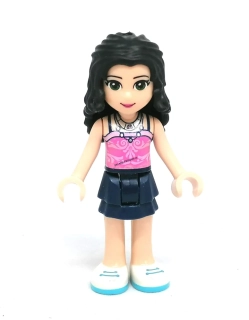 Lh4651 LEGO HRANÁ MINIFIGURKA FRIENDS DÍVKA ČERNÉ VLASY MODRÁ SUKNĚ