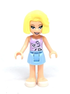 Lh4654 LEGO HRANÁ MINIFIGURKA FRIENDS DÍVKA BLOND VLASY MODRÁ SUKNĚ