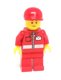 Lh4668 LEGO HRANÁ MINIFIGURKA DĚLNÍK ČERVENÁ KOMBINÉZA