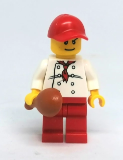 Lh4669 LEGO HRANÁ MINIFIGURKA MUŽ KUCHAŘ ČERVENÁ ČEPICE
