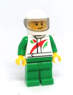 Lh4675 LEGO HRANÁ MINIFIGURKA MUŽ MOTORKÁŘ ZELENÁ KOMBINÉZA