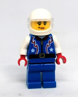 Lh4681 LEGO HRANÁ MINIFIGURKA MUŽ MOTORKÁŘKA BÍLA HELMA