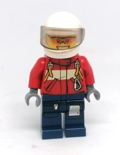 Lh4682 LEGO HRANÁ MINIFIGURKA MUŽ MOTORKÁŘ ČERVENÁ BUNDA
