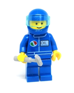 Lh4683 LEGO HRANÁ MINIFIGURKA MUŽ MOTORKÁŘ MODRÁ KOMBINÉZA KLÍČ
