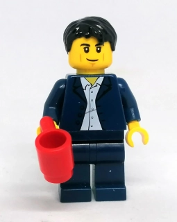 Lh4696 LEGO HRANÁ MINIFIGURKA MUŽ MODRÝ OBLEK HRNEK