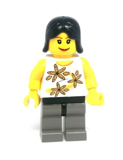 Lh4718 LEGO HRANÁ MINIFIGURKA ŽENA ČERNÉ VLASY