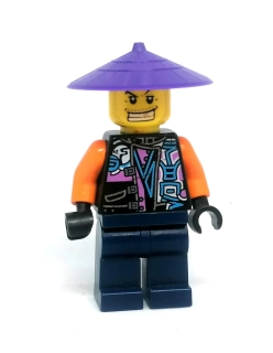 LH4885 LEGO HRANÁ MINIFIGURKA MUŽ FIALOVÝ KLOBOUK