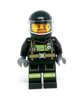 LH4935 LEGO HRANÁ MINIFIGURKA HASIČ ČERNÁ HELMA