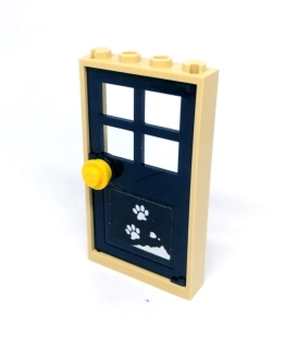 LH2906 LEGO HRANÉ DVEŘE TMAVĚ MODRÉ BÉŽOVÝ RÁM PSÍ TLAPKY