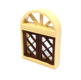 LH2916 LEGO HRANÉ OKNO HNĚDÉ BÉŽOVÝ RÁM HORNÍ OBLOUK