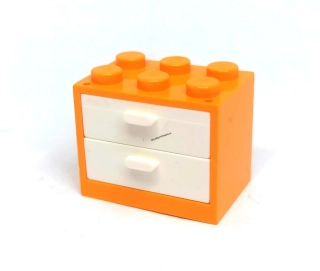 LH2955 LEGO HRANÁ BEDNA SKŘÍŇKA ORANŽOVÁ DVA BÍLÉ ŠUPLÍKY