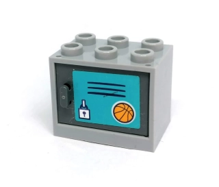 LH2956 LEGO HRANÁ BEDNA SKŘÍŇKA ŠEDÁ ZÁMEK A BASKETBALOVÝ MÍČ