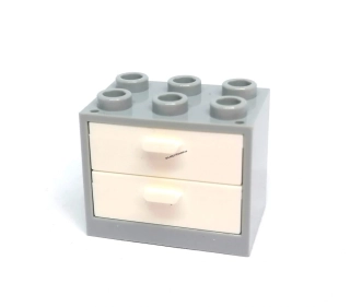 LH2957 LEGO HRANÁ BEDNA SKŘÍŇKA ŠEDÁ DVA BÍLÉ ŠUPLÍKY