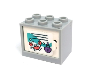 LH2959 LEGO HRANÁ BEDNA SKŘÍŇKA ŠEDÁ OBRÁZEK ZÁMEK A KRAB